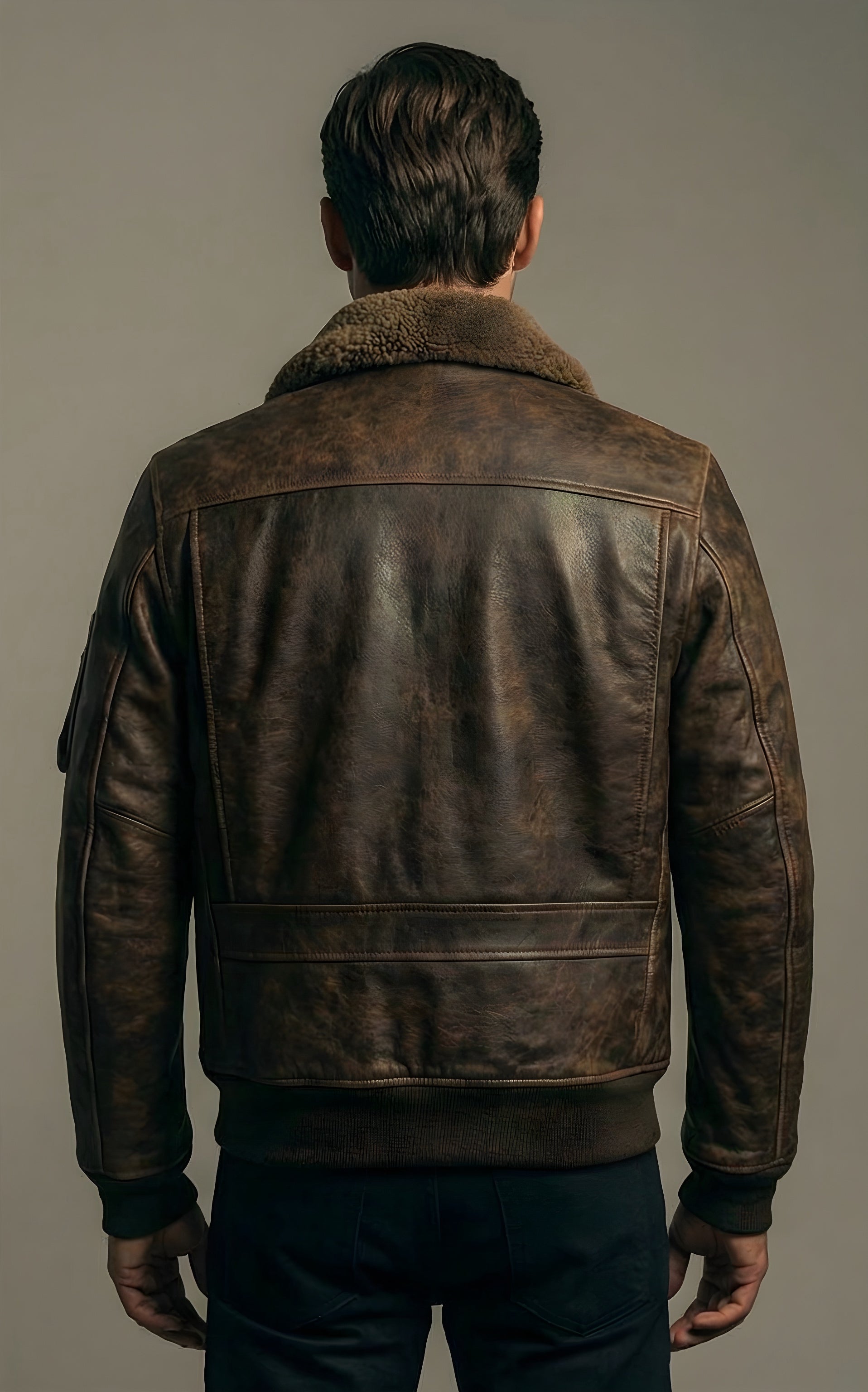 Mens Mountain Ridge Shearling Leather Bomber