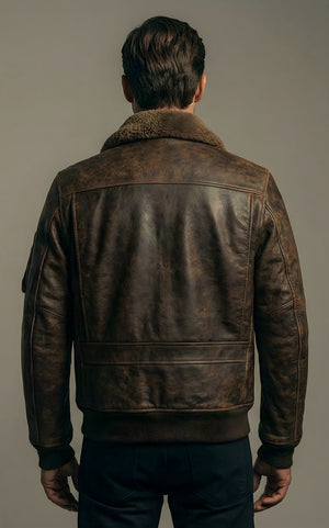 Mens Mountain Ridge Shearling Leather Bomber