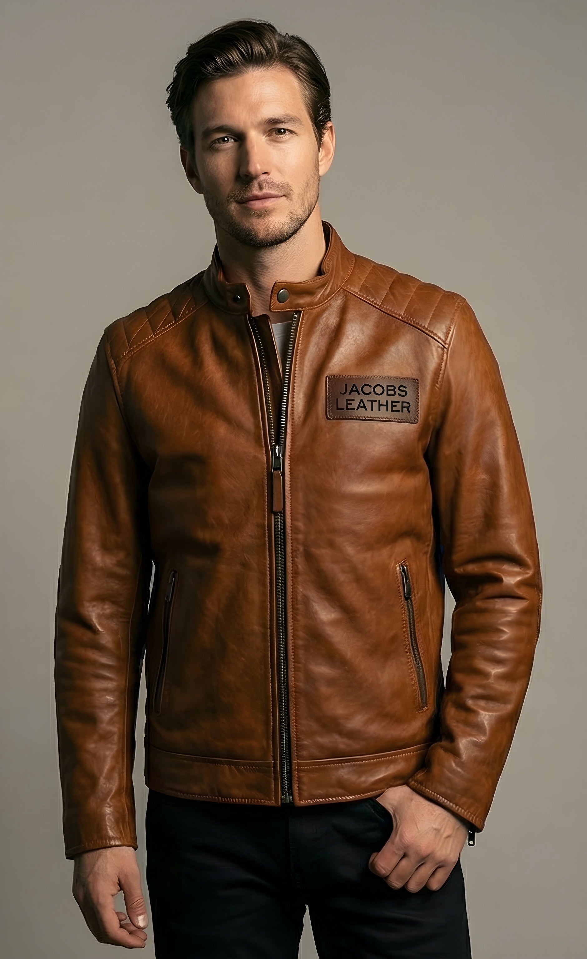Mens Vintage Rider Caramel Leather Jacket