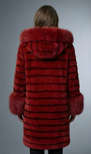 Women’s Royale Red Faux Fur Hooded Overcoat