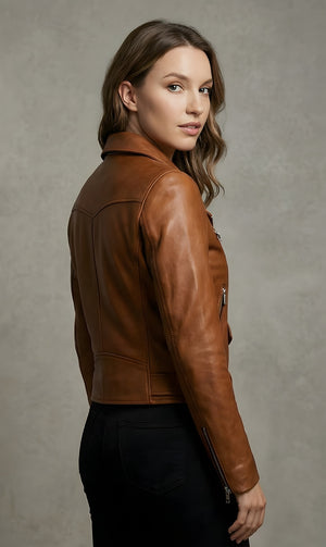 Women's Caramel Classic Moto Leather Jacket