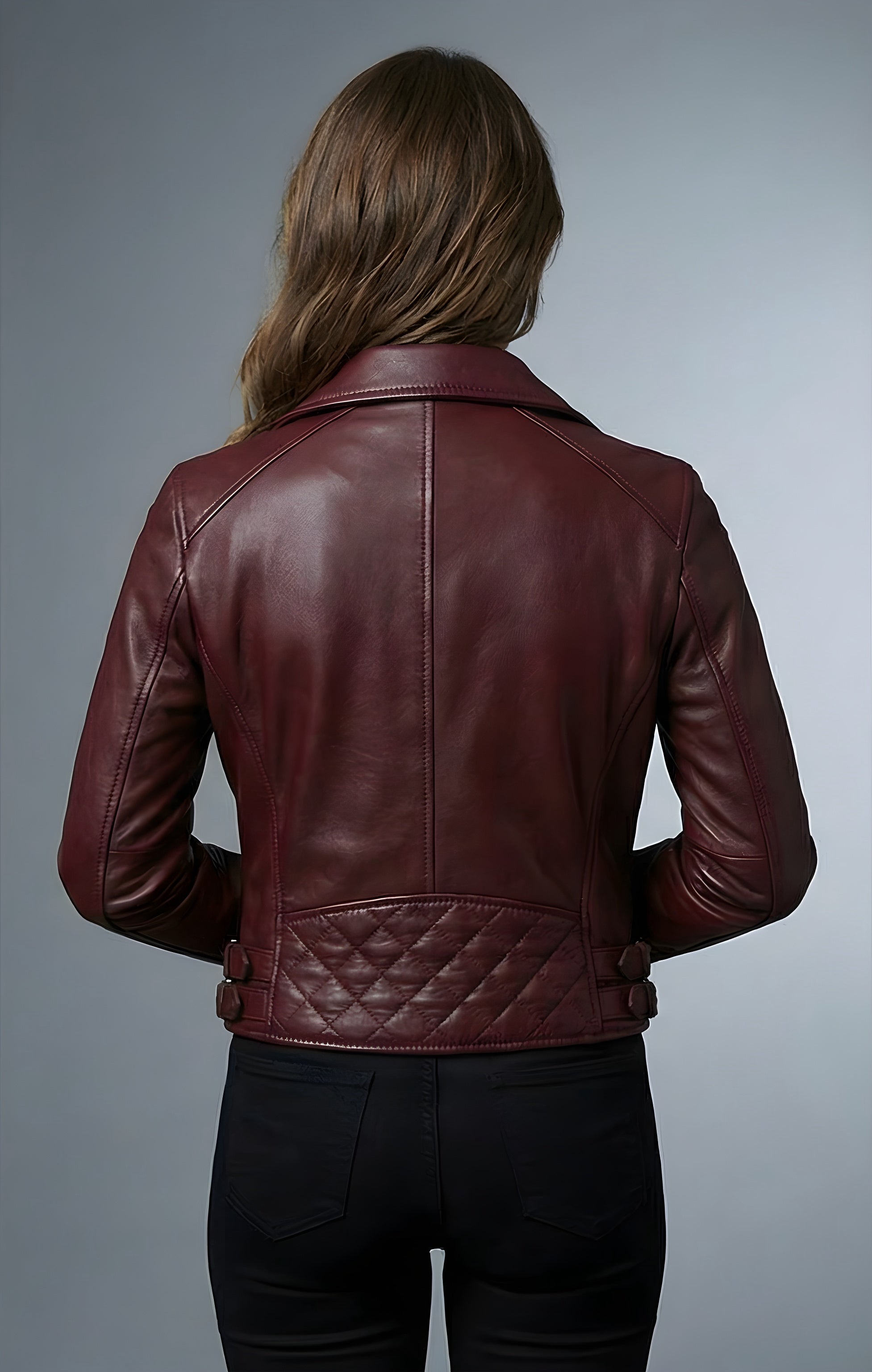 Women's Deep Wine Moto Leather Jacket