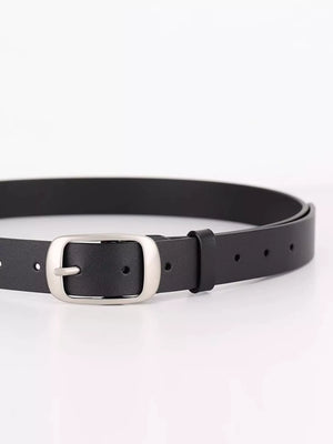 Leather Belt with Silver Buckle