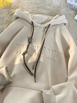 Men's Plus Size Letter Drawstring Long Sleeve Hoodie