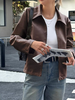 Zip Up Leather Jacket