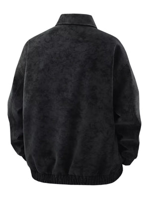 Men's Plus Size Zip Up Leather Jacket