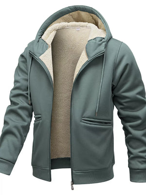Men's Full Size Warm Fleece Lined Zip-Up Hoodie Plus Size