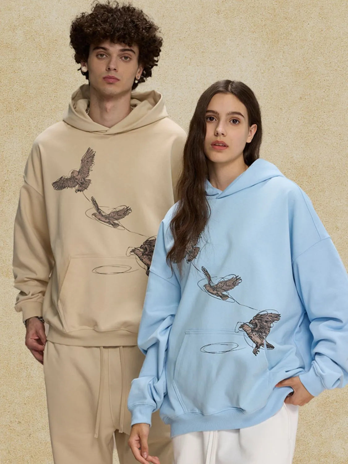 Men's Graphic Long Sleeve Hoodie with Kangaroo Pocket