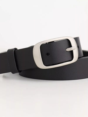 Leather Belt with Silver Buckle