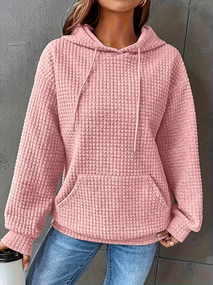 Textured Knit Drawstring Hoodie