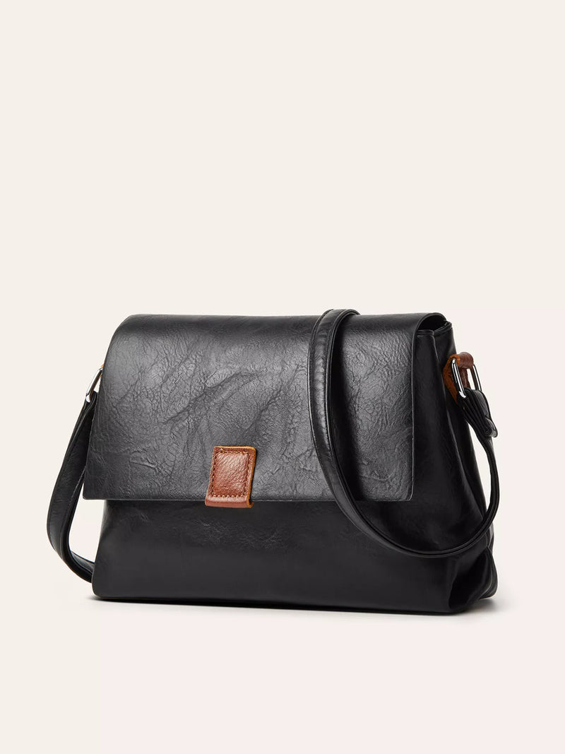 Vintage PU Leather Flap Crossbody Bag