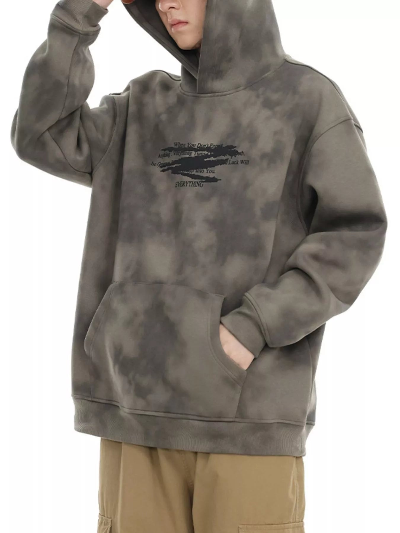 Men's Plus Size Tie-Dye Long Sleeve Hoodie