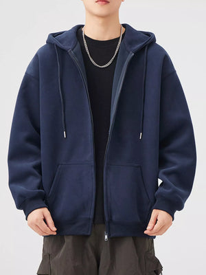 Men's Casual Loose Fit Zip-Up Hoodie
