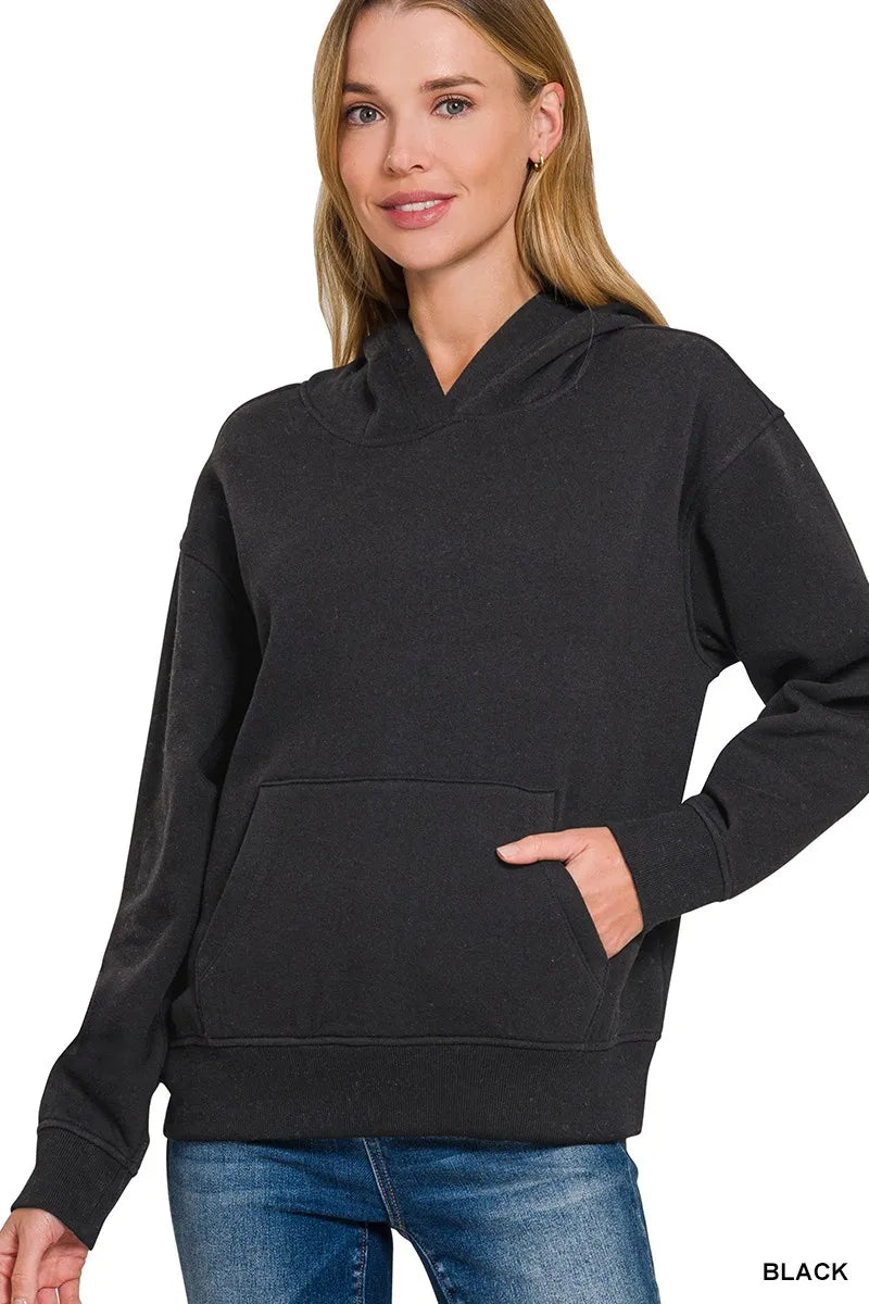 Zenana Fleece Kangaroo Pocket Hoodie