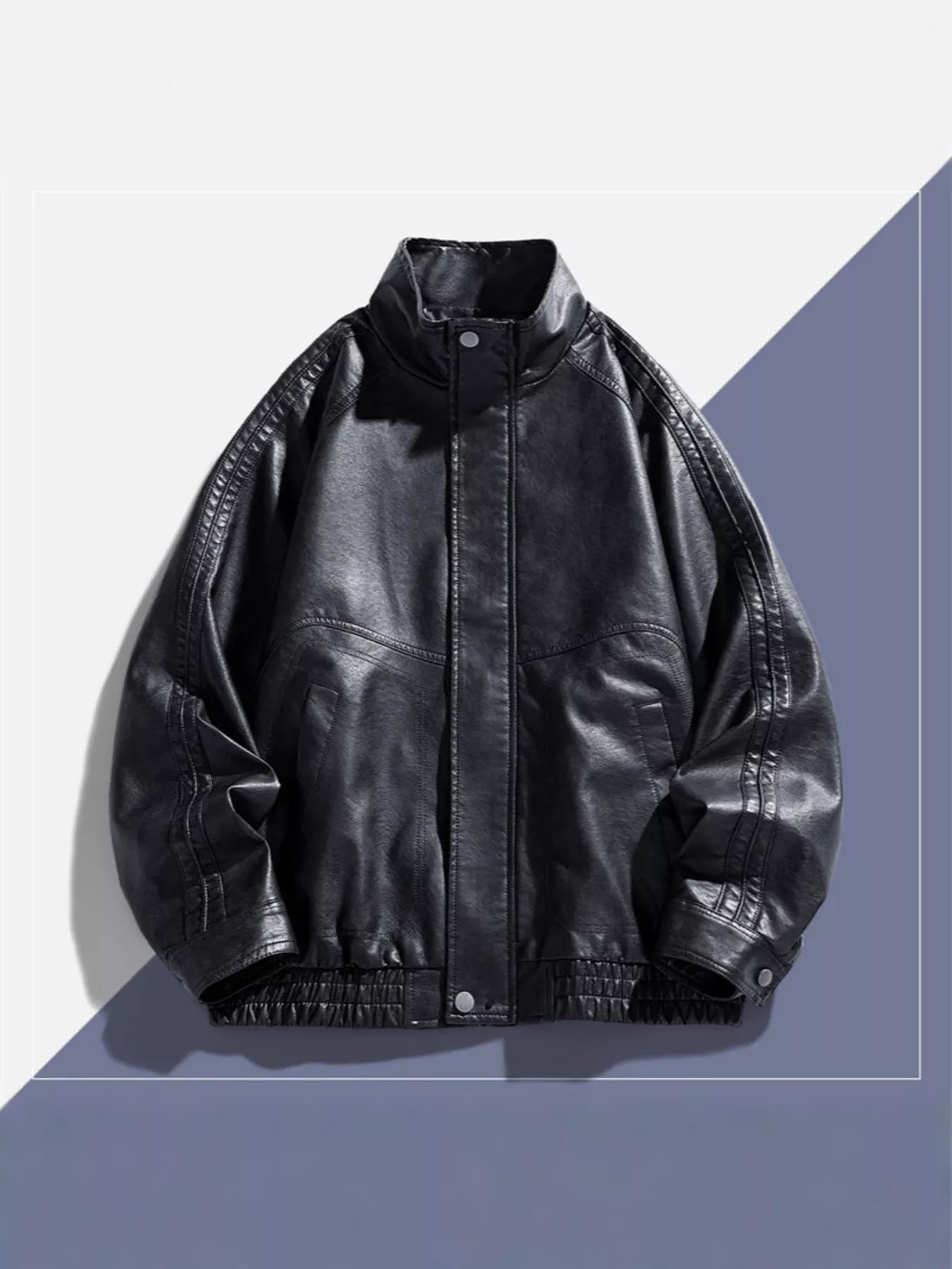 Men's Plus Size Vintage Style Faux Leather Moto Jacket