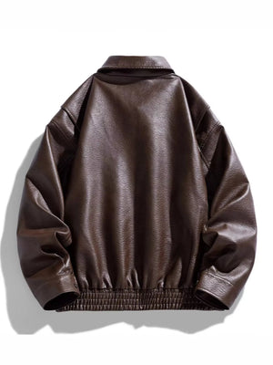 Men's Plus Size Urban Style Faux Leather Bomber Jacket