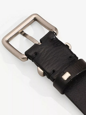Classic Leather Belt with Silver Buckle