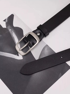 Leather Belt with Silver Buckle