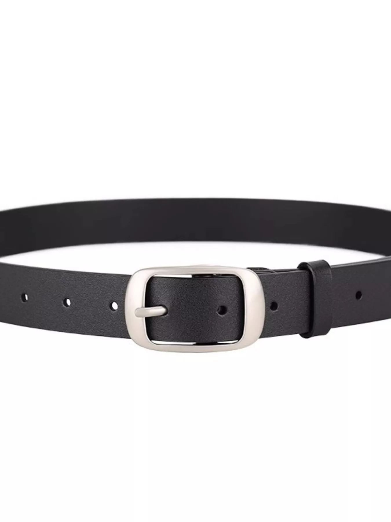 Leather Belt with Silver Buckle