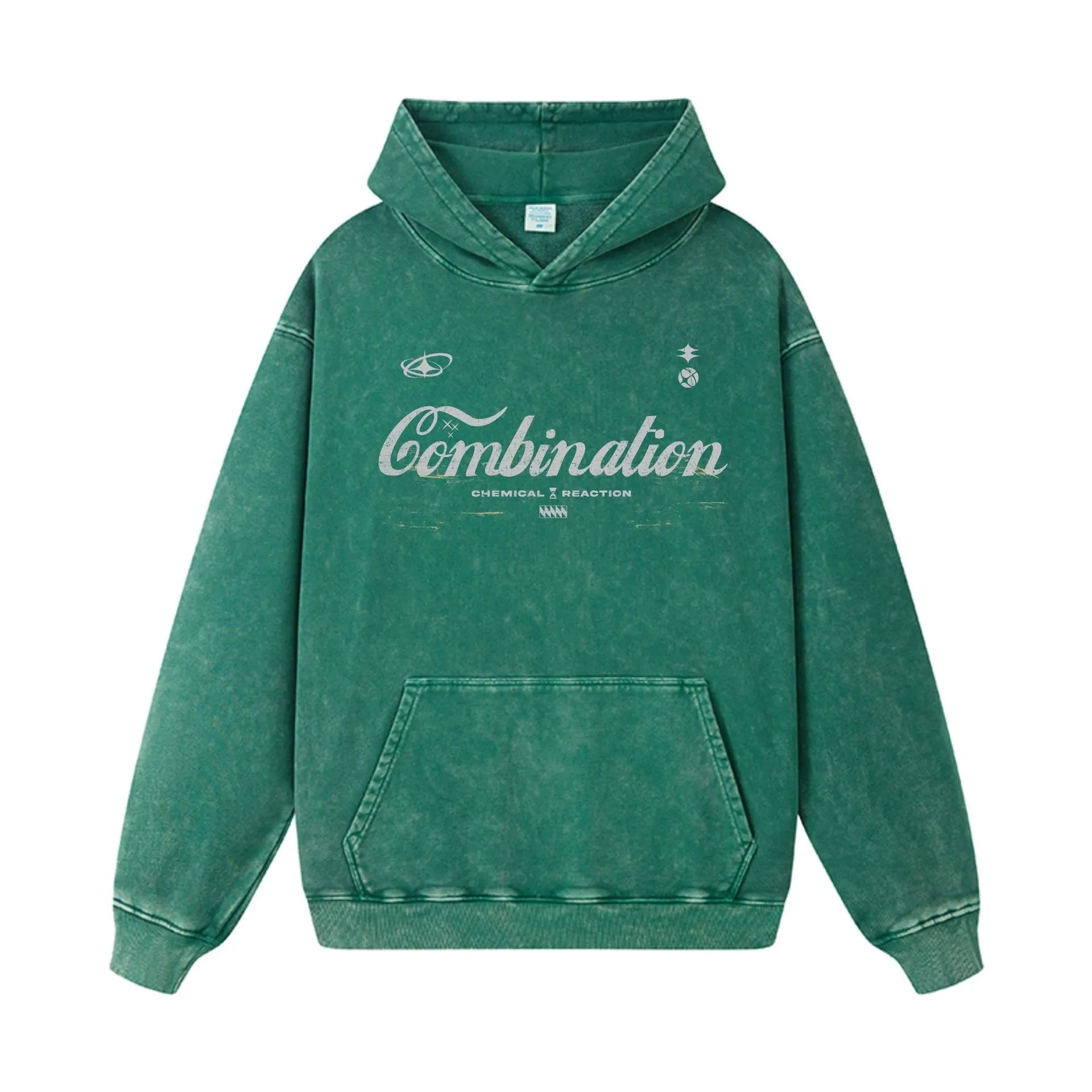 Men's Letter Washed Kangaroo Pocket Hoodie