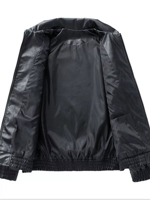 Men's Plus Size Zip Up Leather Jacket