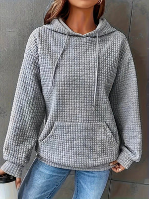Textured Knit Drawstring Hoodie