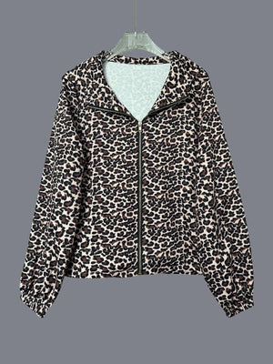 Leopard Print Zip-Up Hoodie