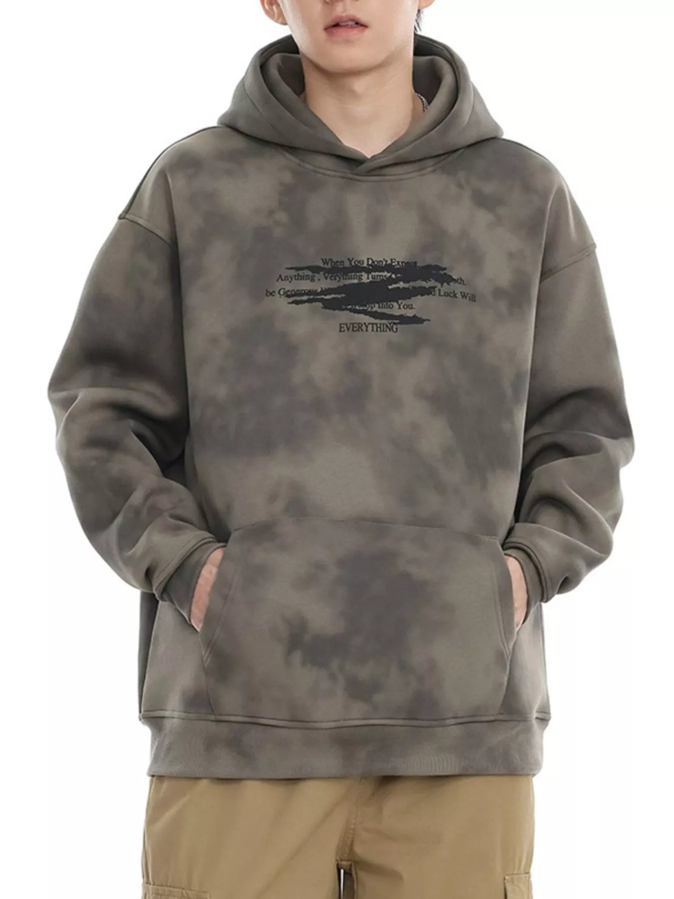 Men's Plus Size Tie-Dye Long Sleeve Hoodie