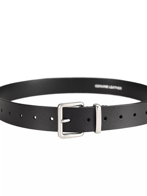 Classic Leather Belt with Buckle