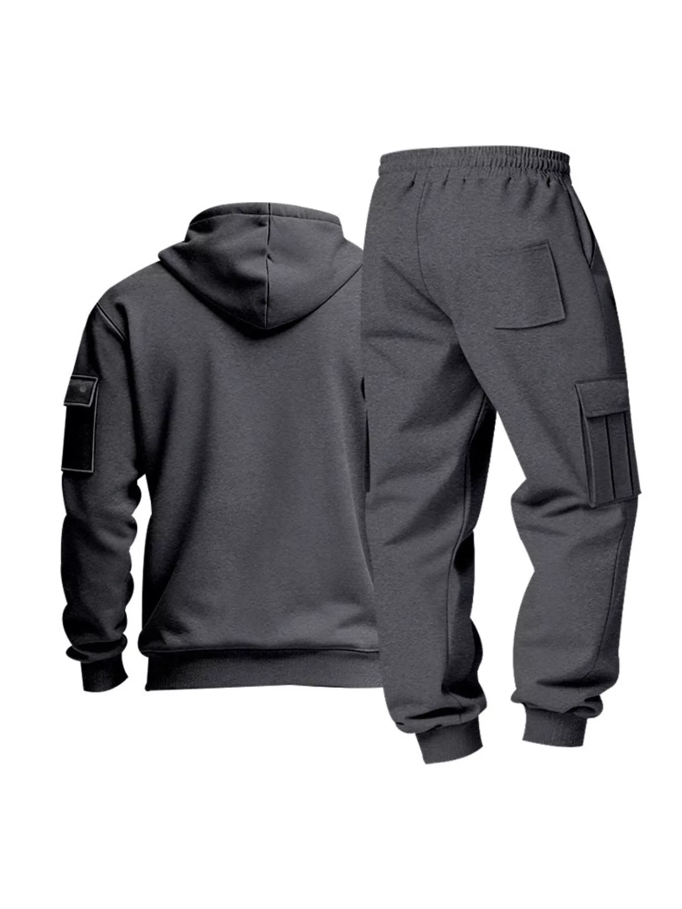 Men's Full Size Half Zip Hoodie and Cargo Pants Set Plus Size