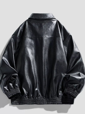 Men's Plus Size Zip Up Leather Jacket