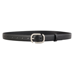 Leather Belt with Silver Buckle
