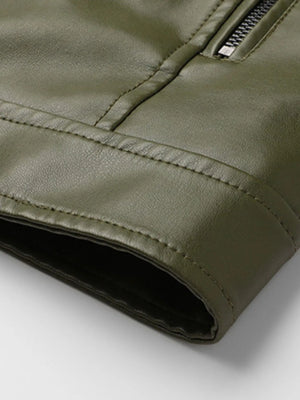 Men's Full Size Leather Zip Up Jacket Plus Size
