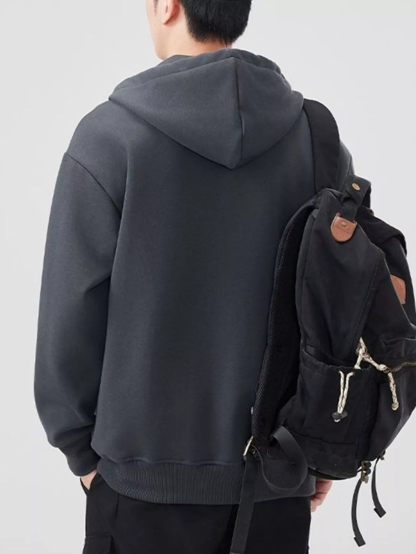 Men's Plus Size Solid Color Zip-Up Hoodie