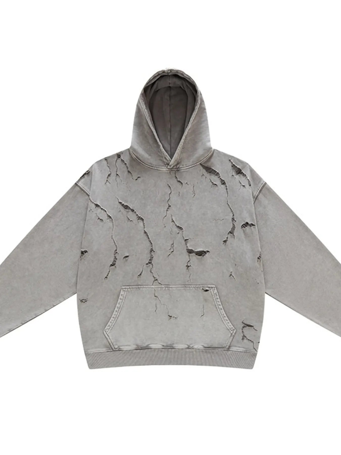 Men's Distressed Long Sleeve Hoodie