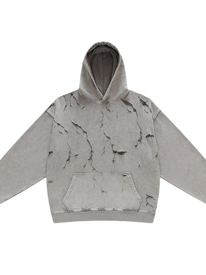 Men's Distressed Long Sleeve Hoodie