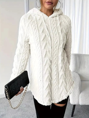Cozy Textured Drawstring Fleece Hoodie