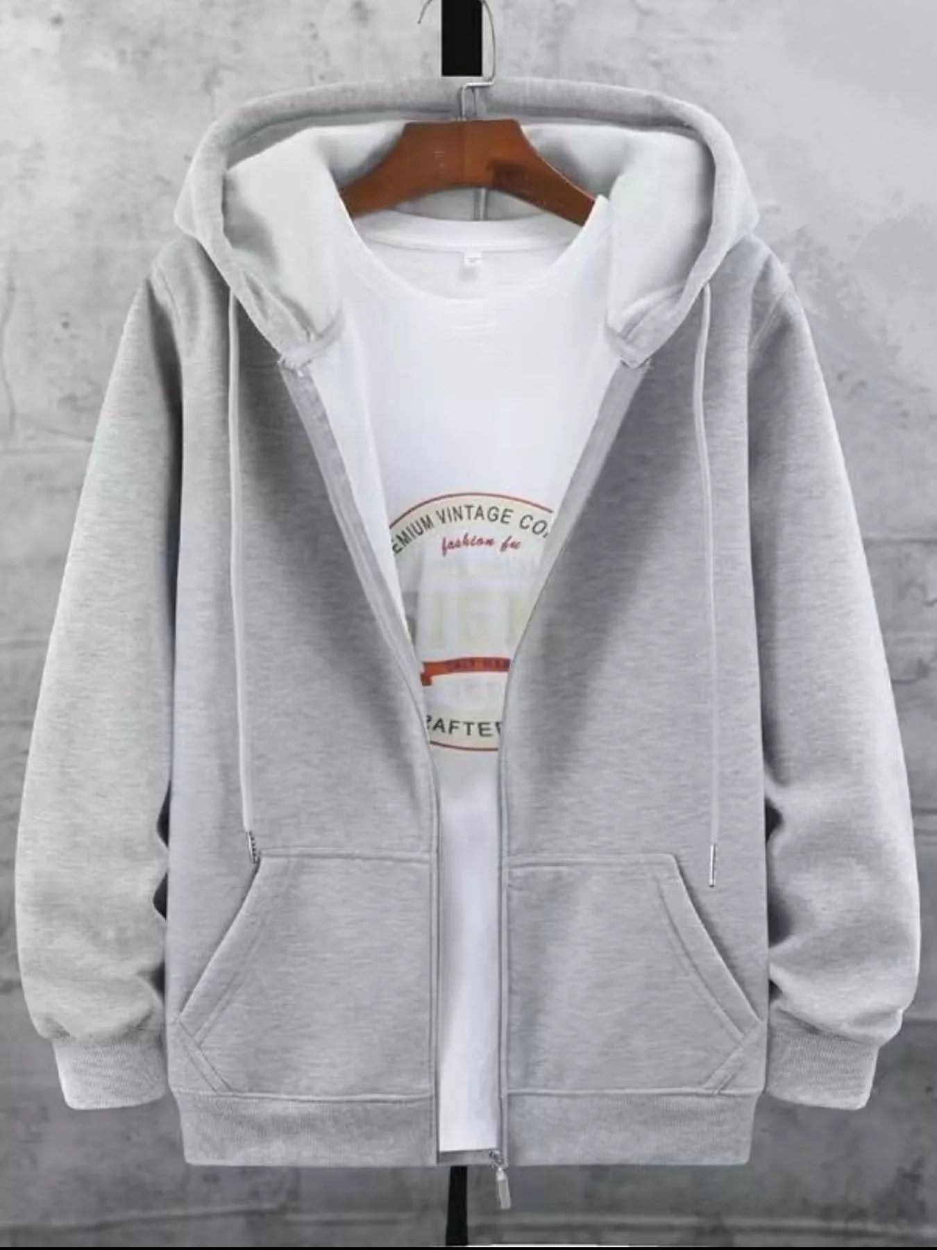 Men's Plus Size Fleece Lined Zip-Up Hoodie