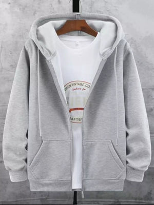 Men's Plus Size Fleece Lined Zip-Up Hoodie