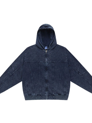 Men's Washed Zip Up Casual Hoodie