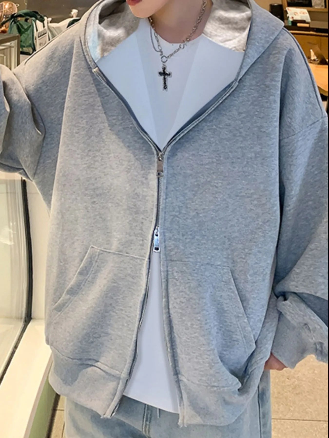 Men's Plus Size Zip Up Oversized Hoodie