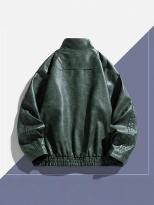 Men's Plus Size Vintage Style Faux Leather Moto Jacket