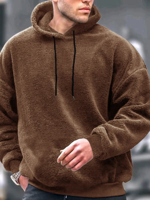 Men's Drawstring Long Sleeve Fleece Hoodie