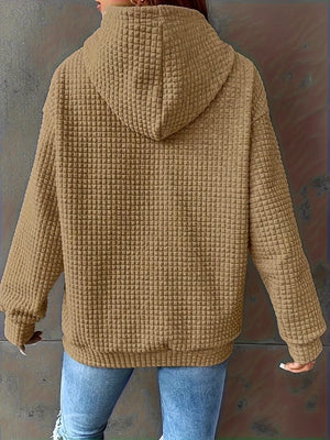 Textured Knit Drawstring Hoodie