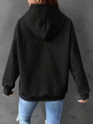 Textured Knit Drawstring Hoodie