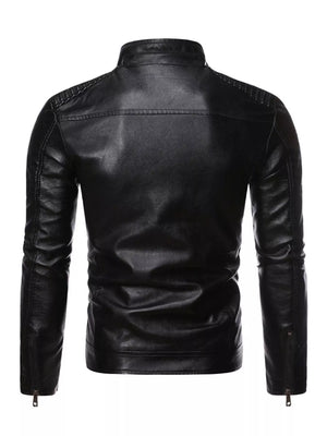 Men's Plus Size Zip Up Leather Moto Jacket