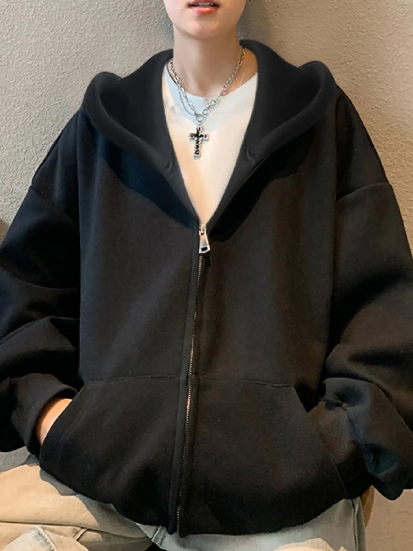 Men's Plus Size Zip Up Oversized Hoodie
