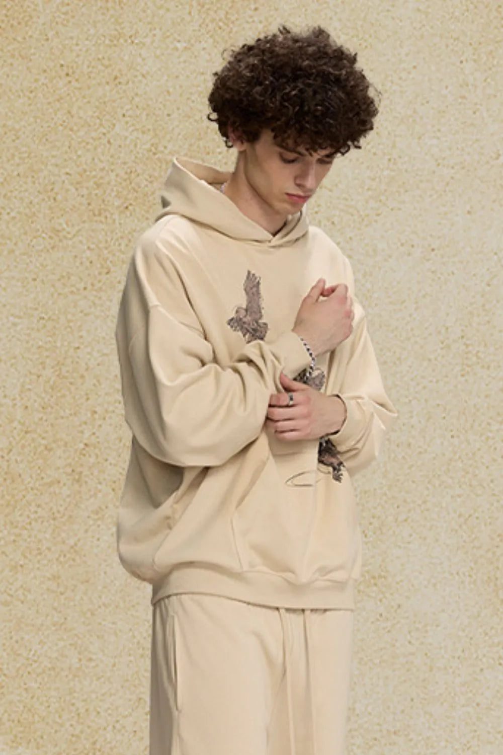 Men's Graphic Long Sleeve Hoodie with Kangaroo Pocket