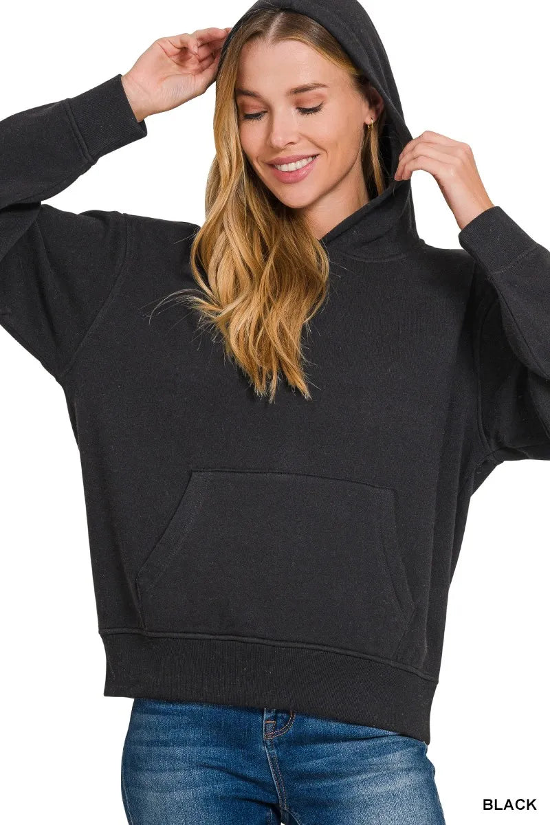 Zenana Fleece Kangaroo Pocket Hoodie