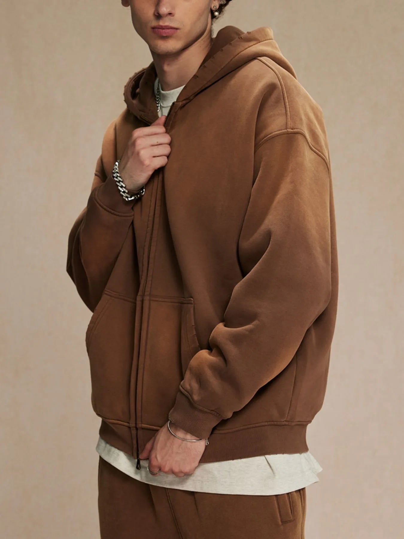 Men's Oversized Casual Zip-Up Hoodie